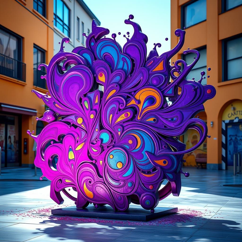 Vibrant Urban Metal Art in Candy Style