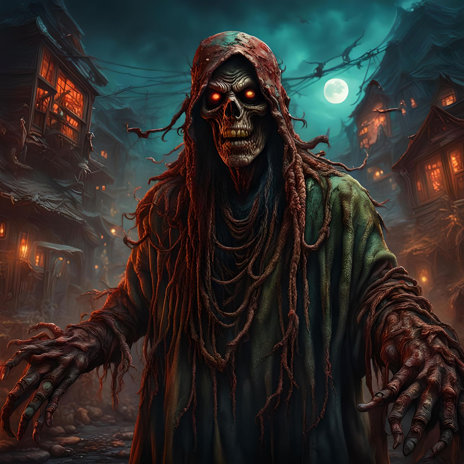 Insane Person with Crazy Look in Creepshow Style