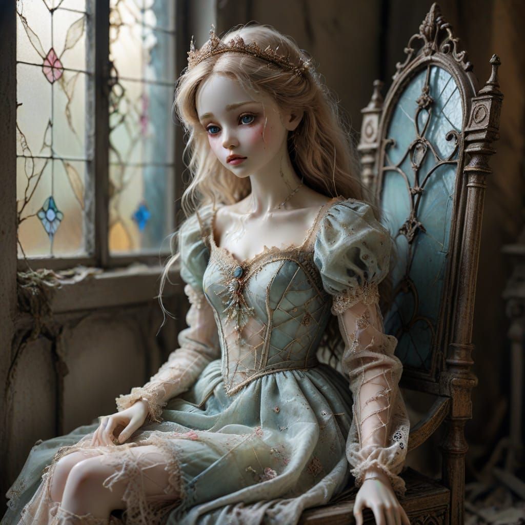 Forgotten Princess Doll on Decaying Throne