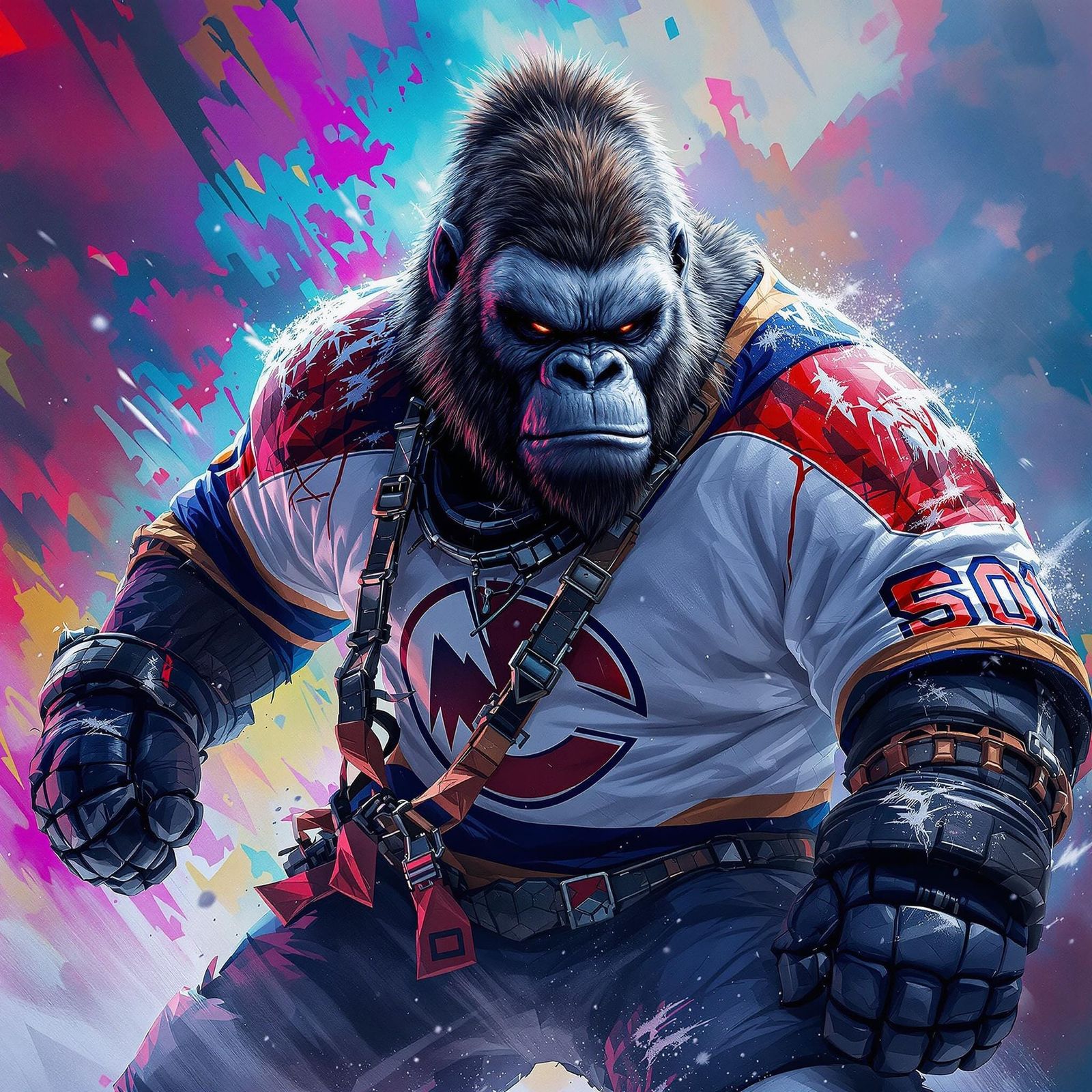 Menacing Gorilla Hockey Enforcer Ready to Defend