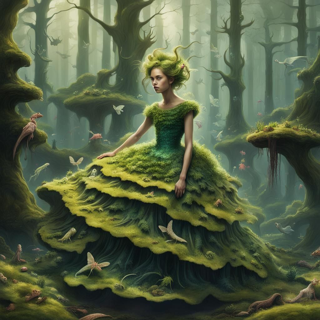 Leech in Moss Dress, Forest Fantasy Movie Scene