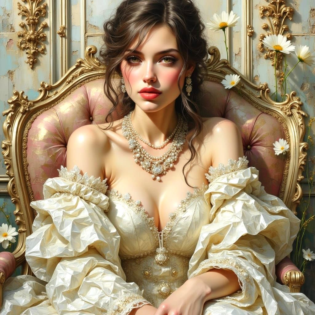 Opulent Lifestyle in Pastel Impasto Oil Painting