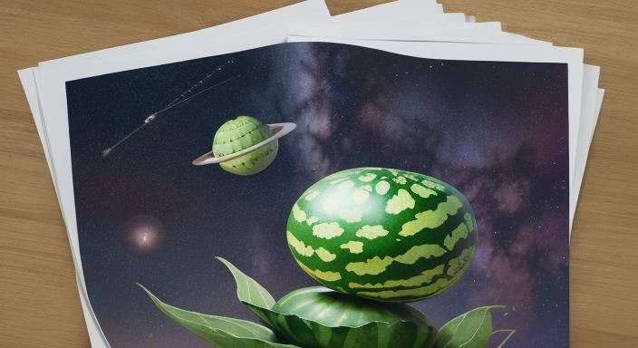 Futuristic Space Watermelon Still Life