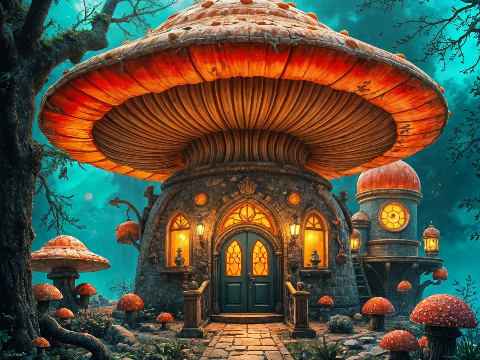 Fantasy Castle Concept Art in Vibrant Triadic Colors