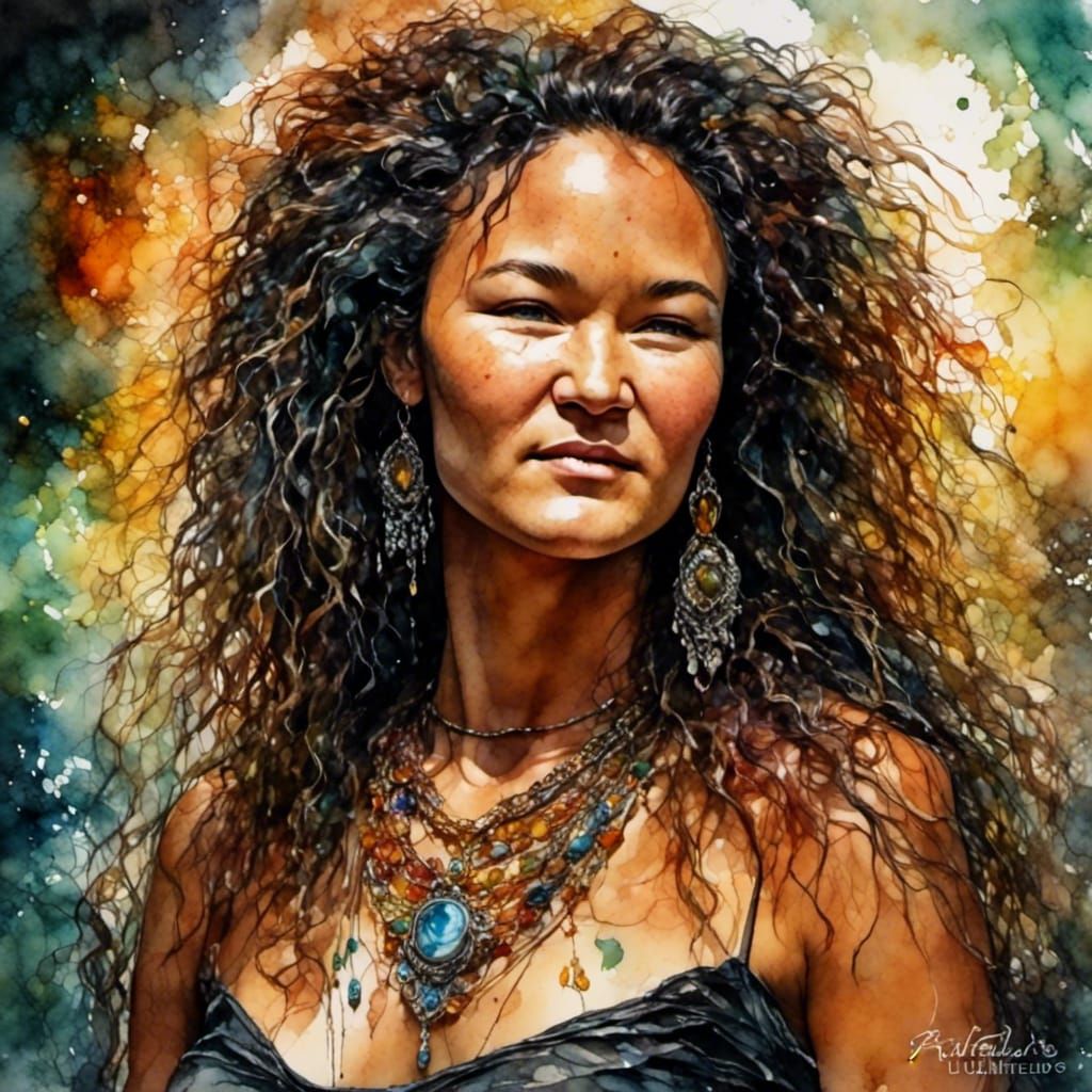 <lora:PR Alcohol WC Glass:1.0> <lora:NeonBioGlowXL:1.0> <lora:Dreamshaper:1.0> watercolor portrait epic cinematic stunni...