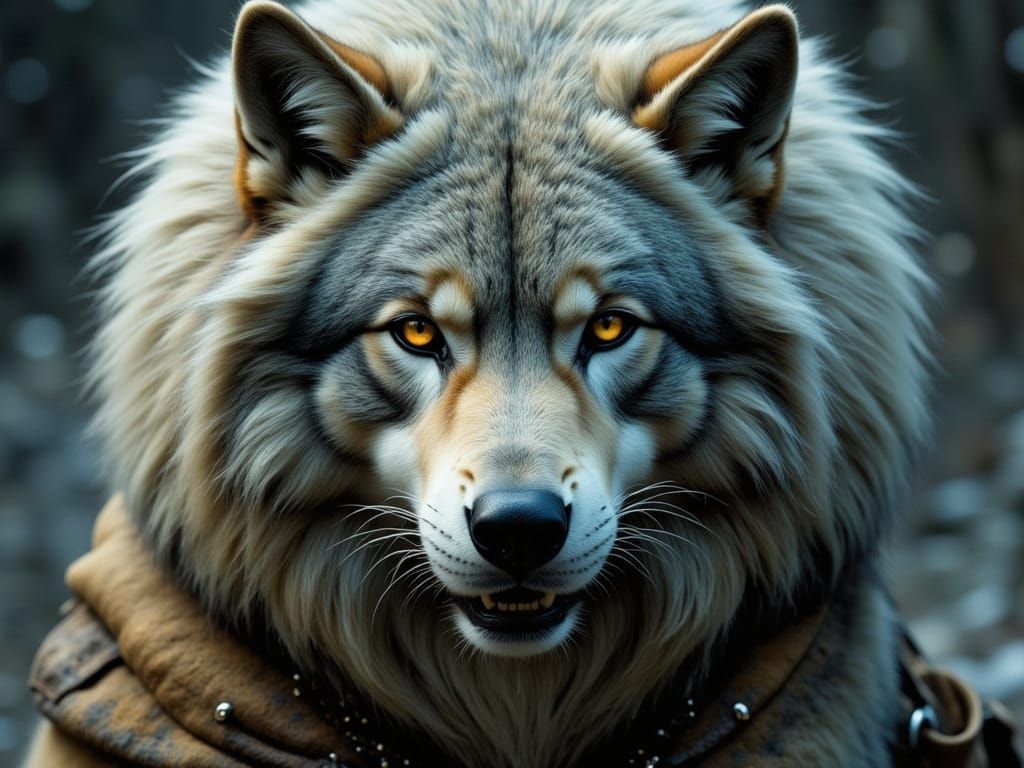 Fantasy Warrior and Priestess with Wolf in Dynamic Lomograph...