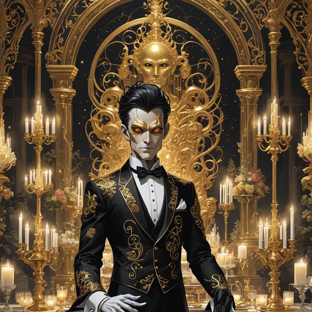 Mystical Homunculus Butler in Dark Fantasy Style