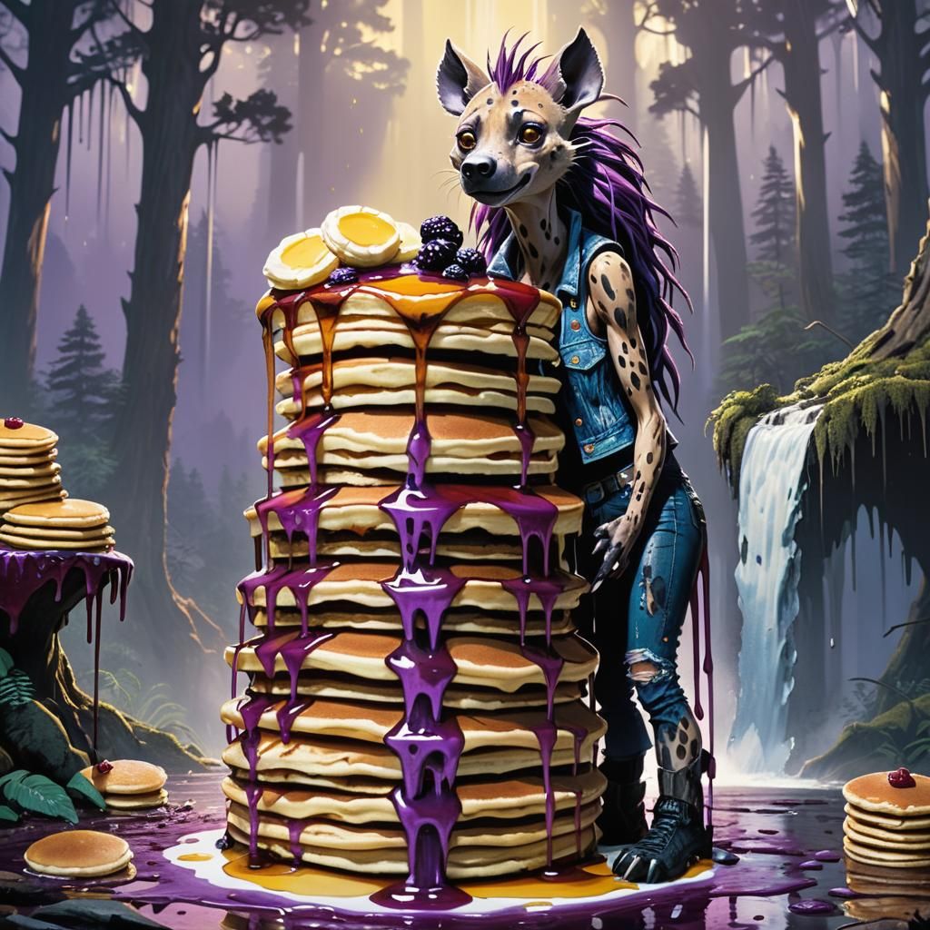 Anthropomorphic Hyena in Syrup Waterfall, McFarlane Style