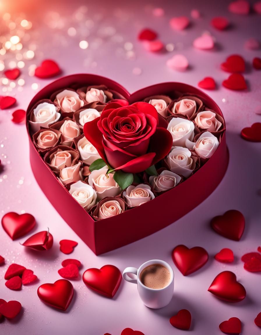 Romantic Valentine's Day Chocolate and Roses Photography