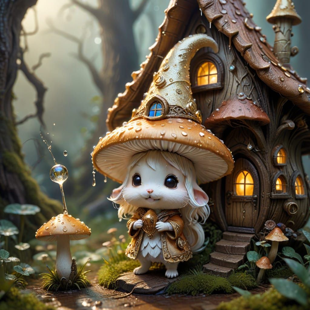 Chibi Wizard Living in Mushroom House: Macro Photography