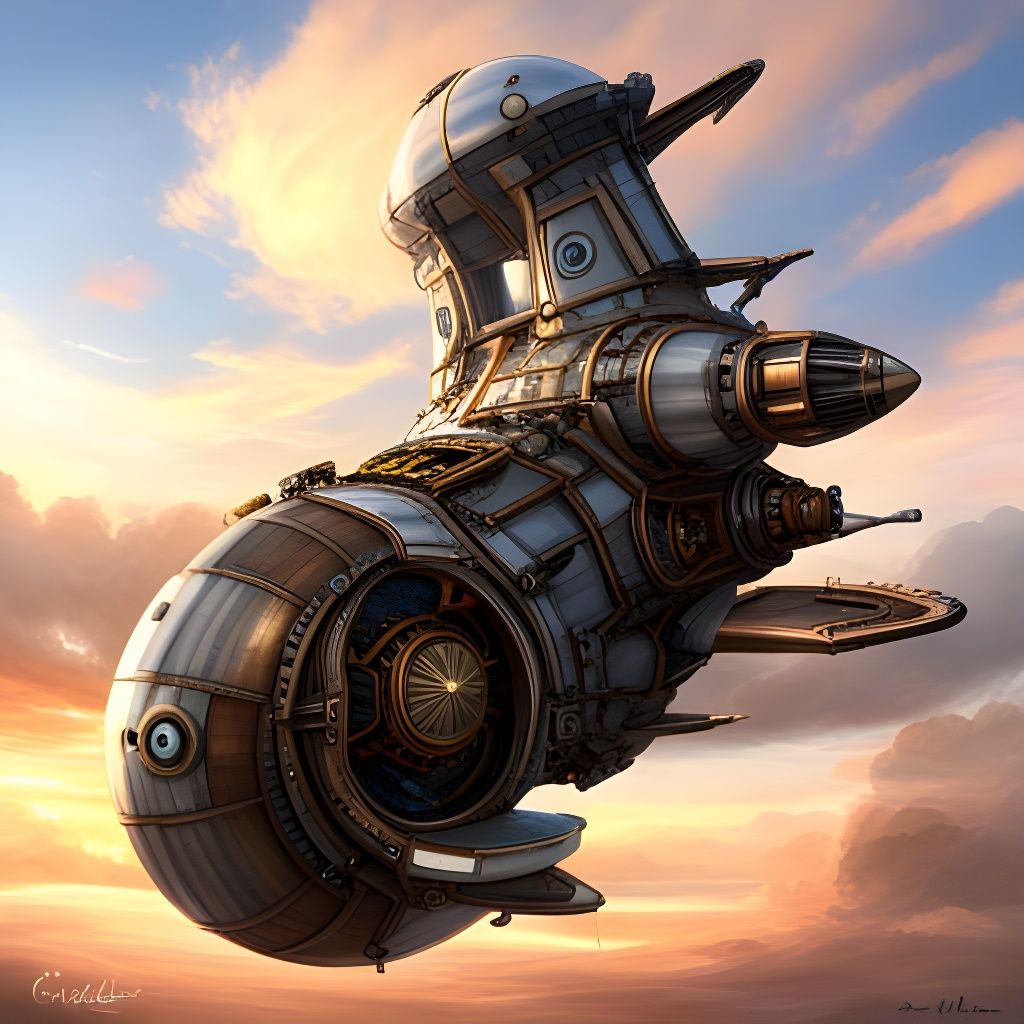 Detailed Steampunk Spaceship Design