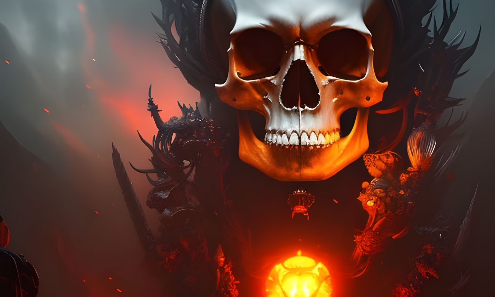 Hyperdetailed Skull Concept Art in Dark Fantasy Style