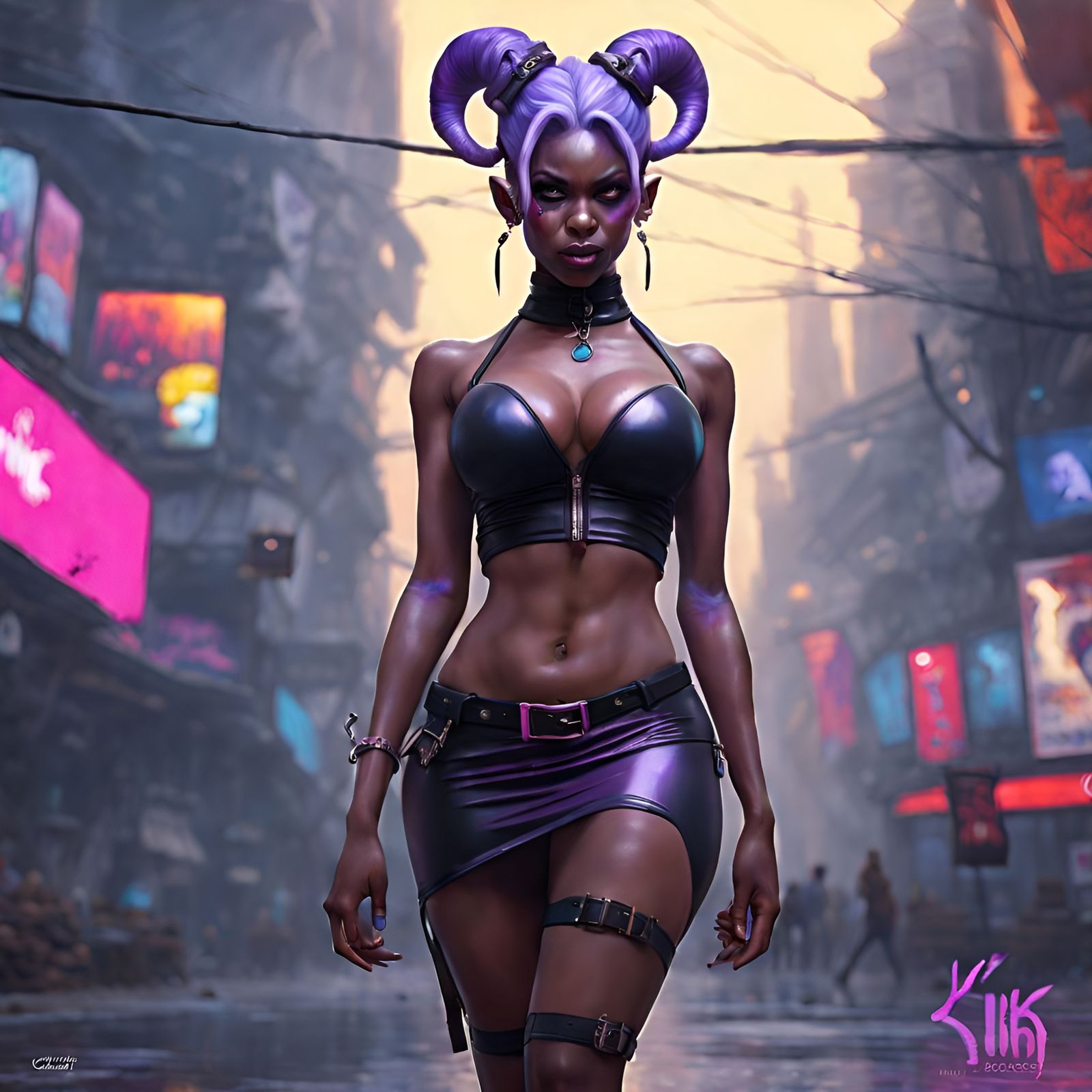 Flirty Draenei in Latex: Hyperdetailed Fantasy Art