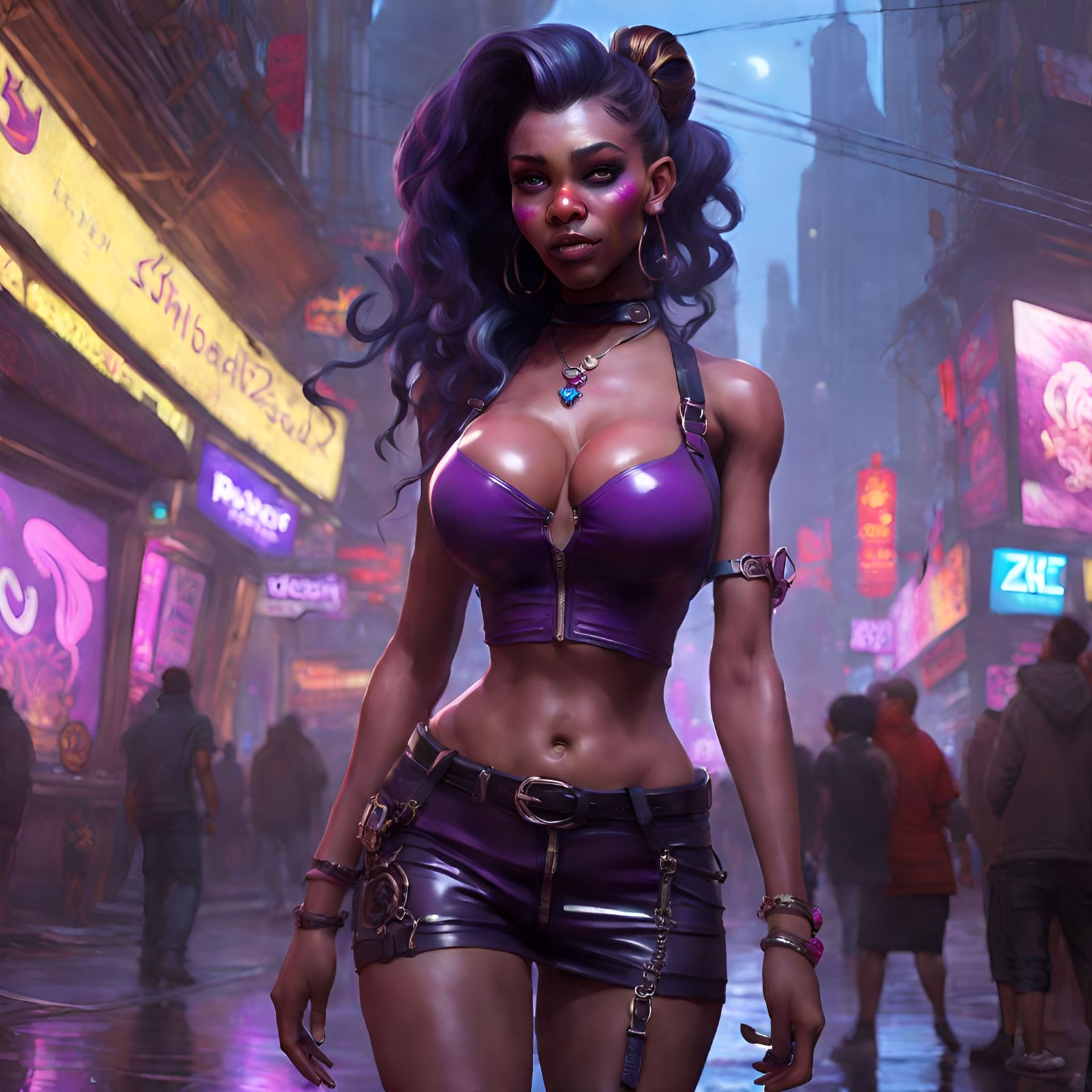 Flirty Draenei in Latex Harness: Hyperdetailed Fantasy Art