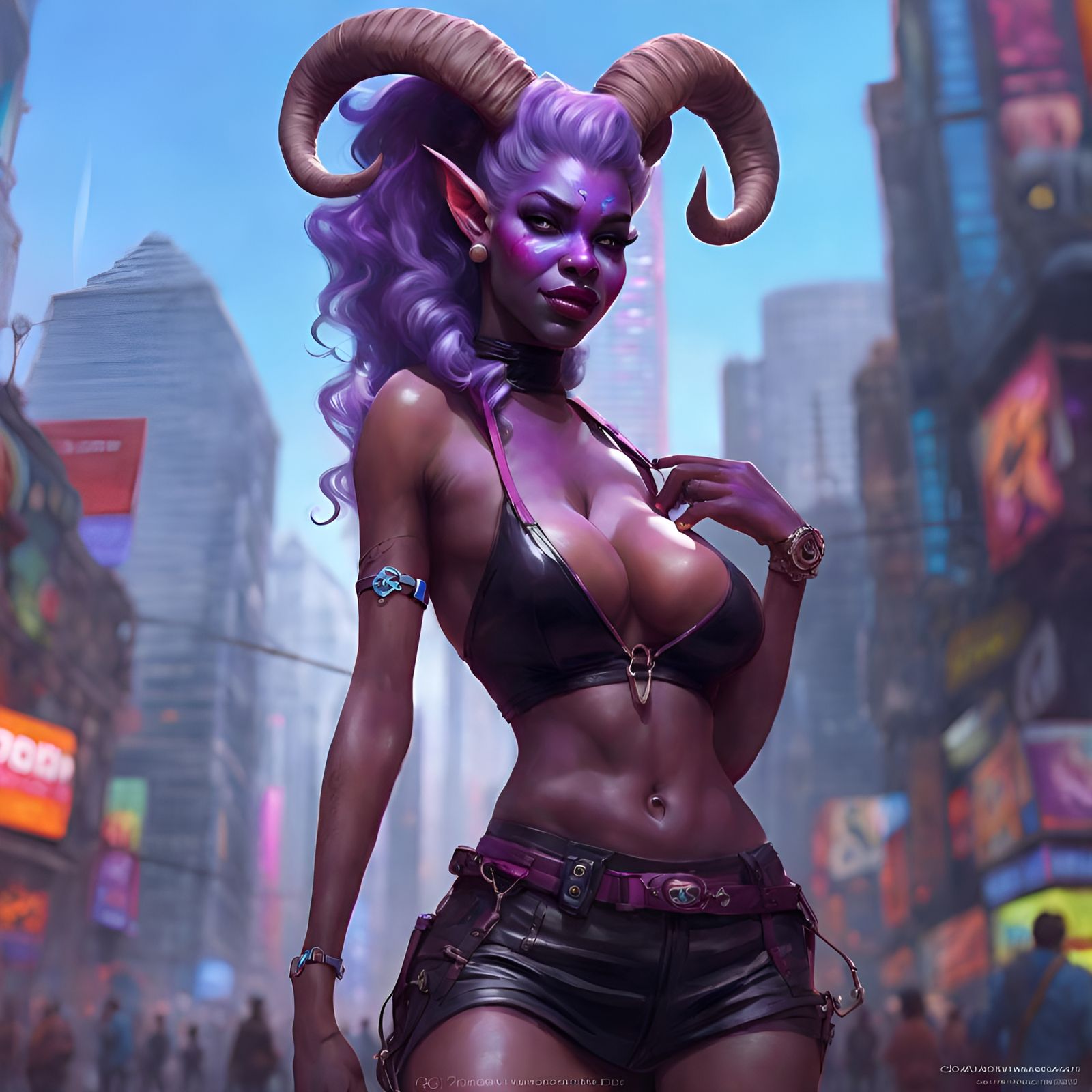 Flirty Draenei in Latex Harness, Digital Art