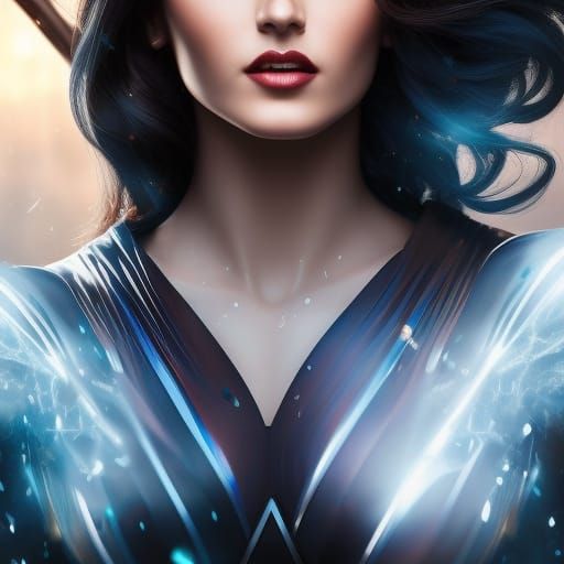 Stunning Female Superhero Portrait in Hyperrealistic Style