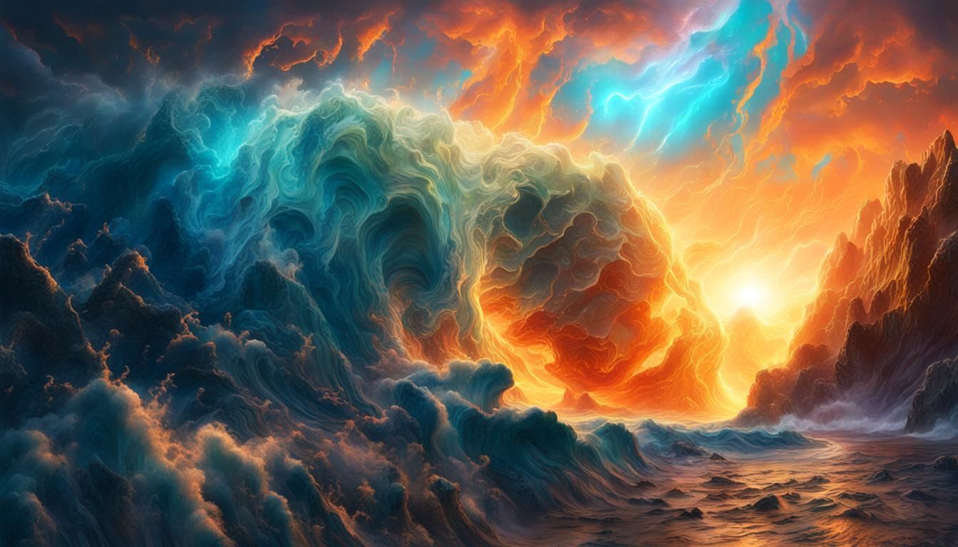 Surreal Rift with Ethereal Waves in Digital Art