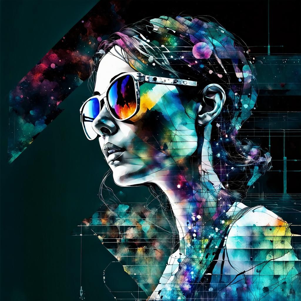 Abstract Portrait in Alcohol Ink Xray Style