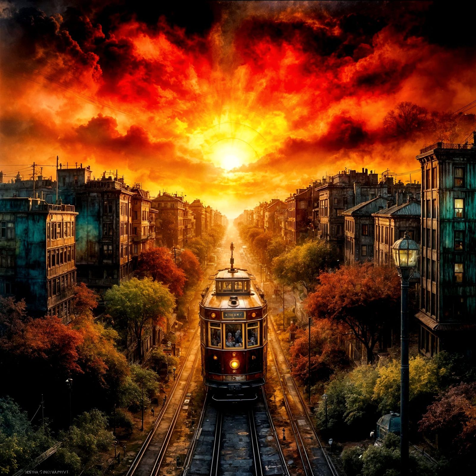 Tram into the sun