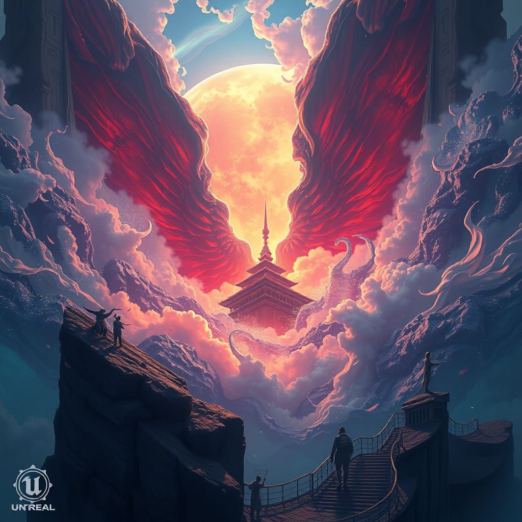 Dreaming with Open Eyes: A Fantastical Surreal Scene