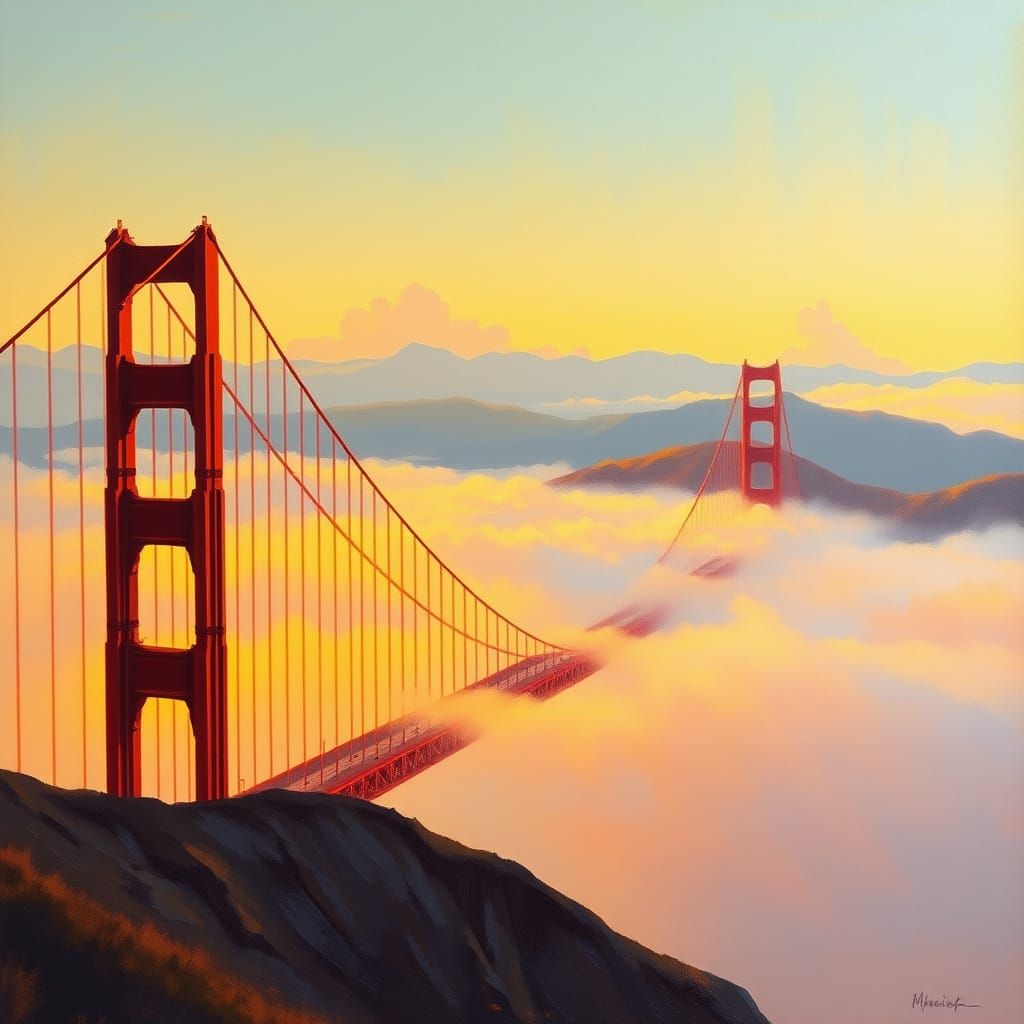 Golden Gate Bridge in Warm Golden Light