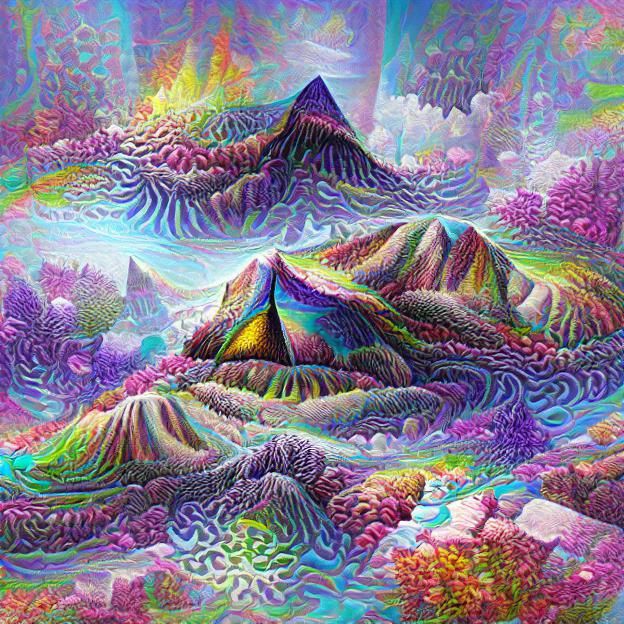 Holographic Fractal Mountain Landscape
