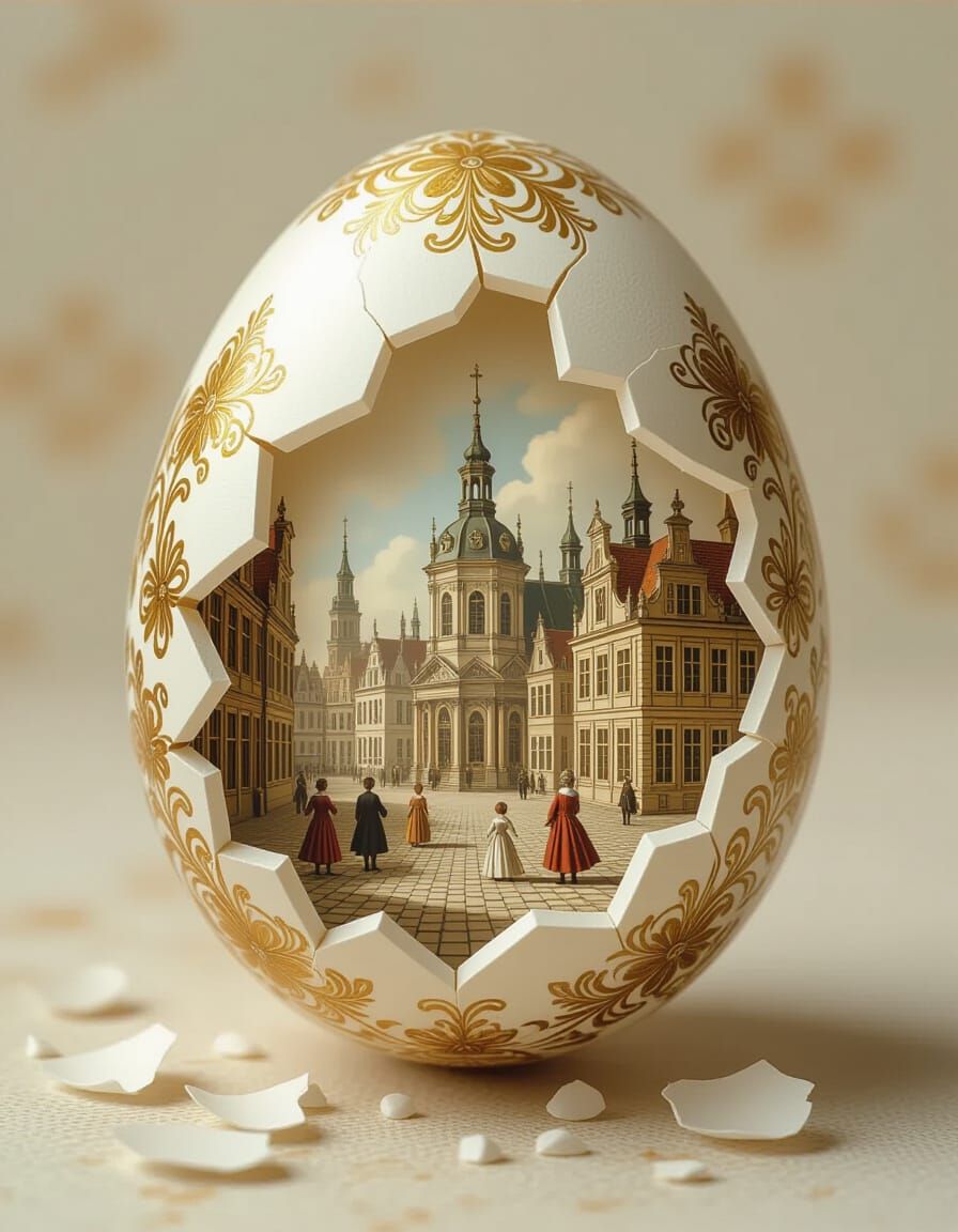 Baroque Egg with Miniature World Inside