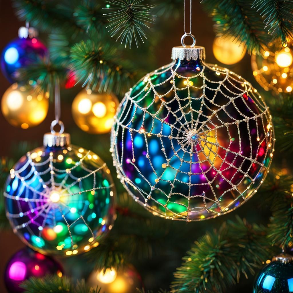 Sparkly Spiderweb Christmas Tree Ornaments