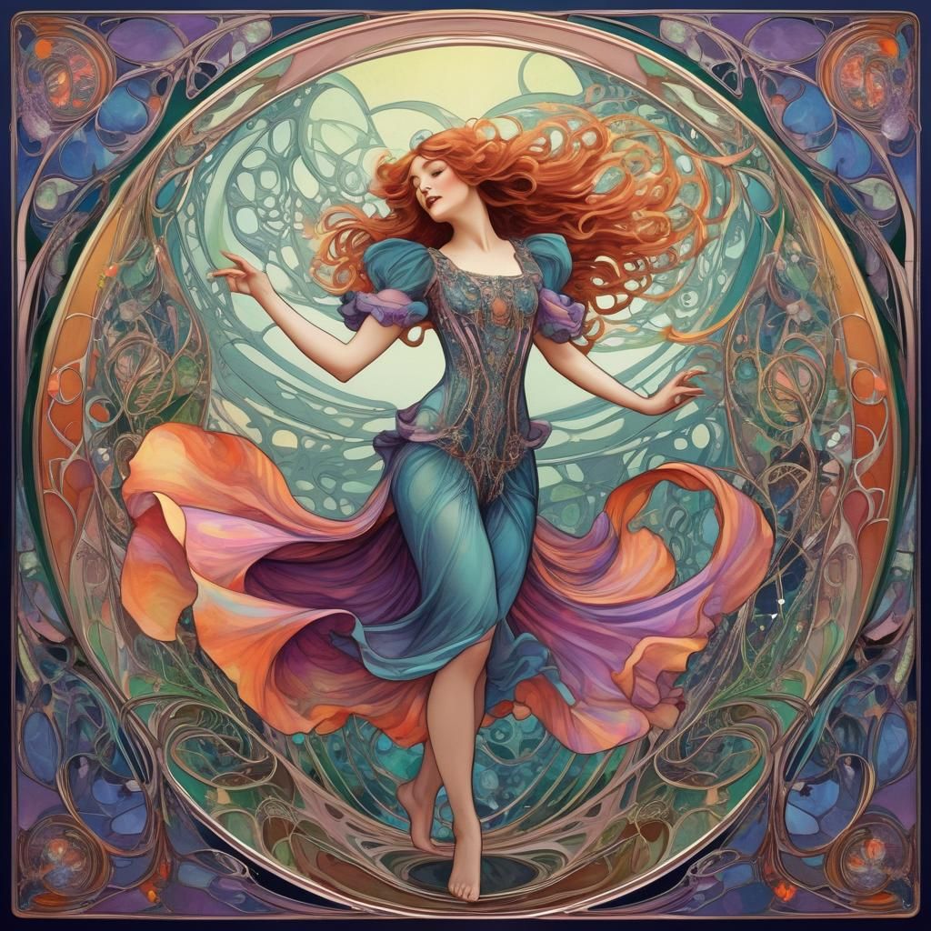 Catalyst Dancing in Fractal Art Nouveau Style