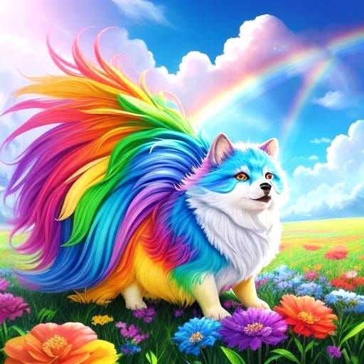 Adorable Rainbow Fantasy Creature in 3D Cell Shading
