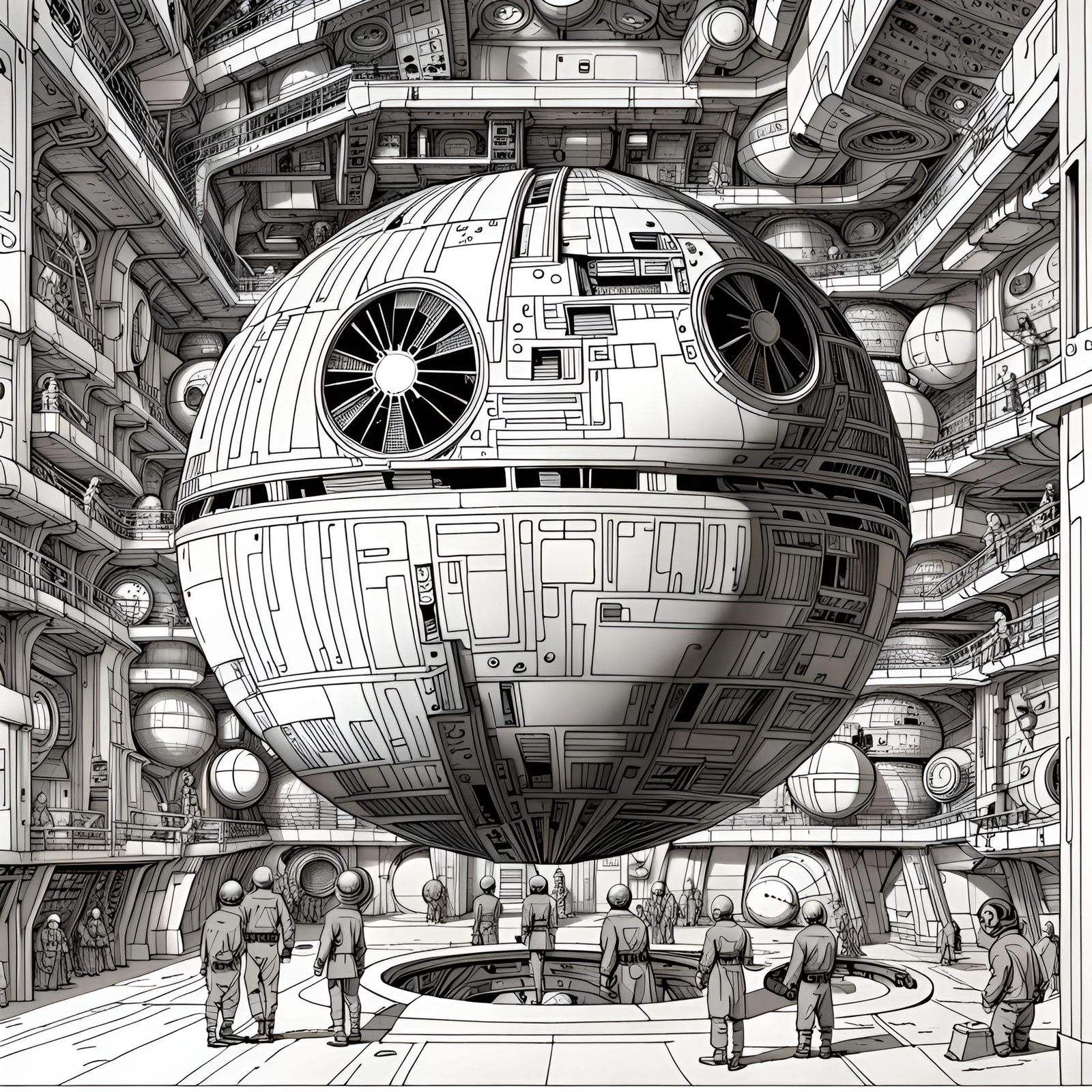 Death Star Plans: Minimalist Line Art