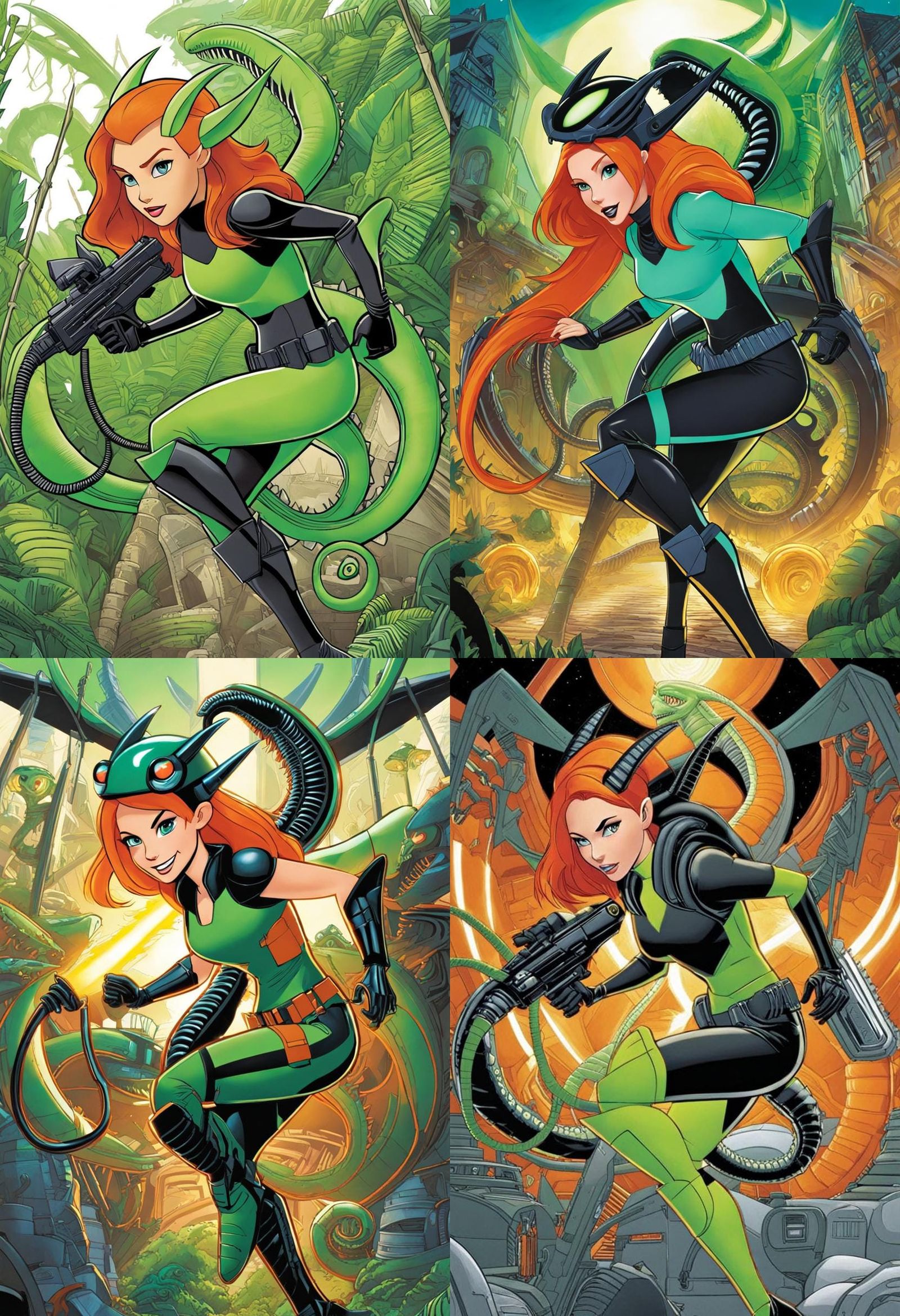 Kim Possible as Hyperrealistic Xenomorph Hybrid