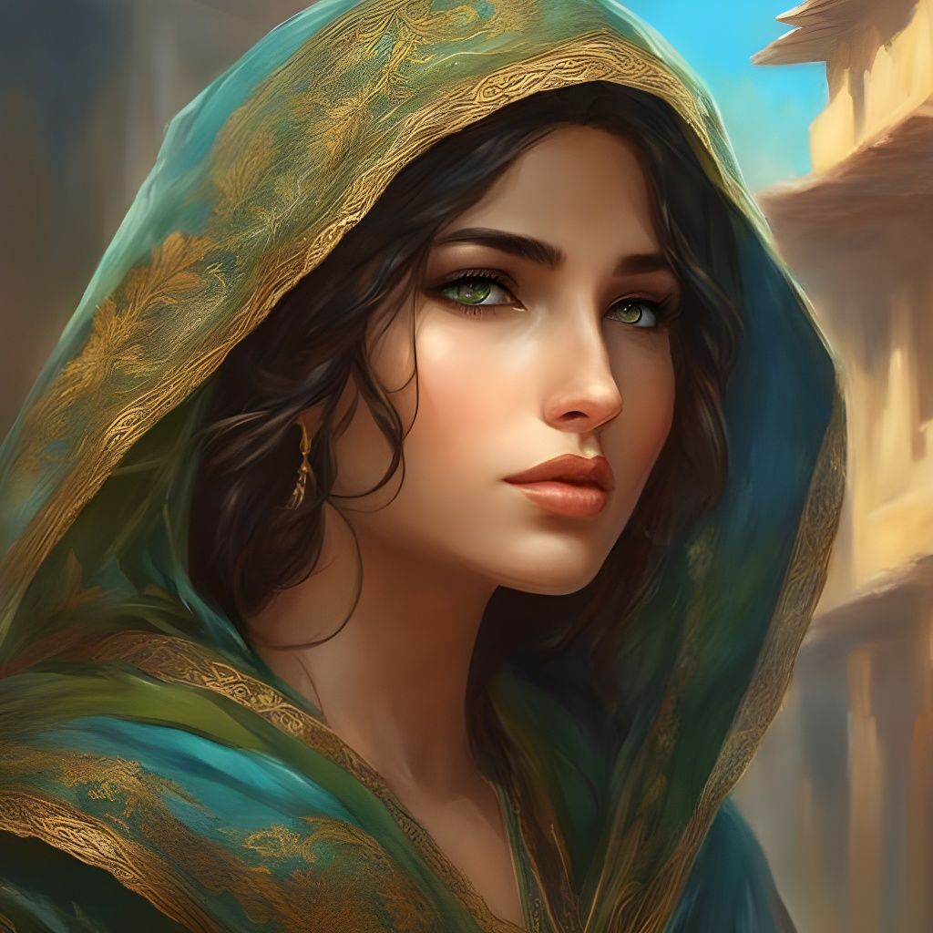 Beautiful Pashtun Girl Portrait, Detailed Digital Art
