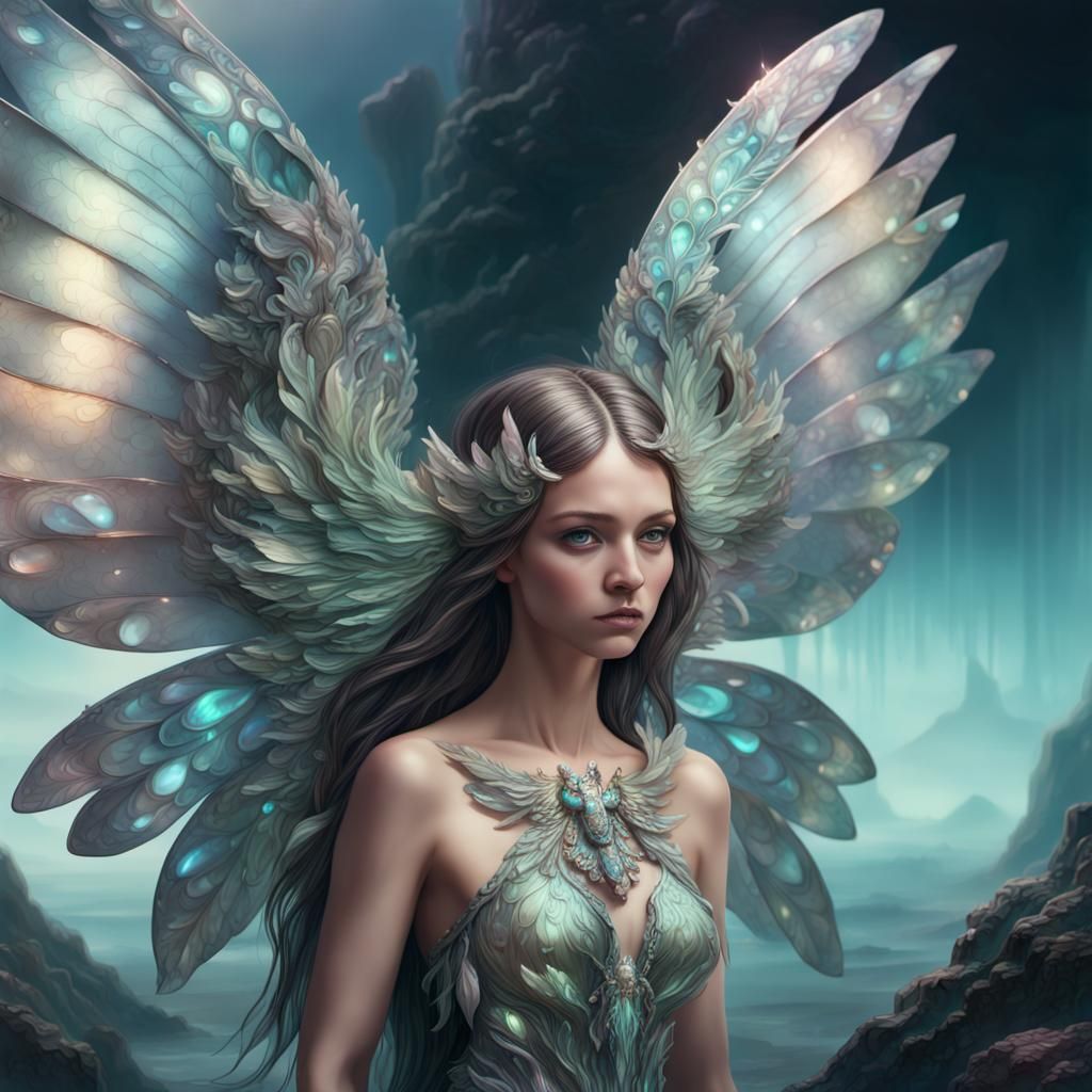 Abalone Fairy with Wings: Digital Matte Painting