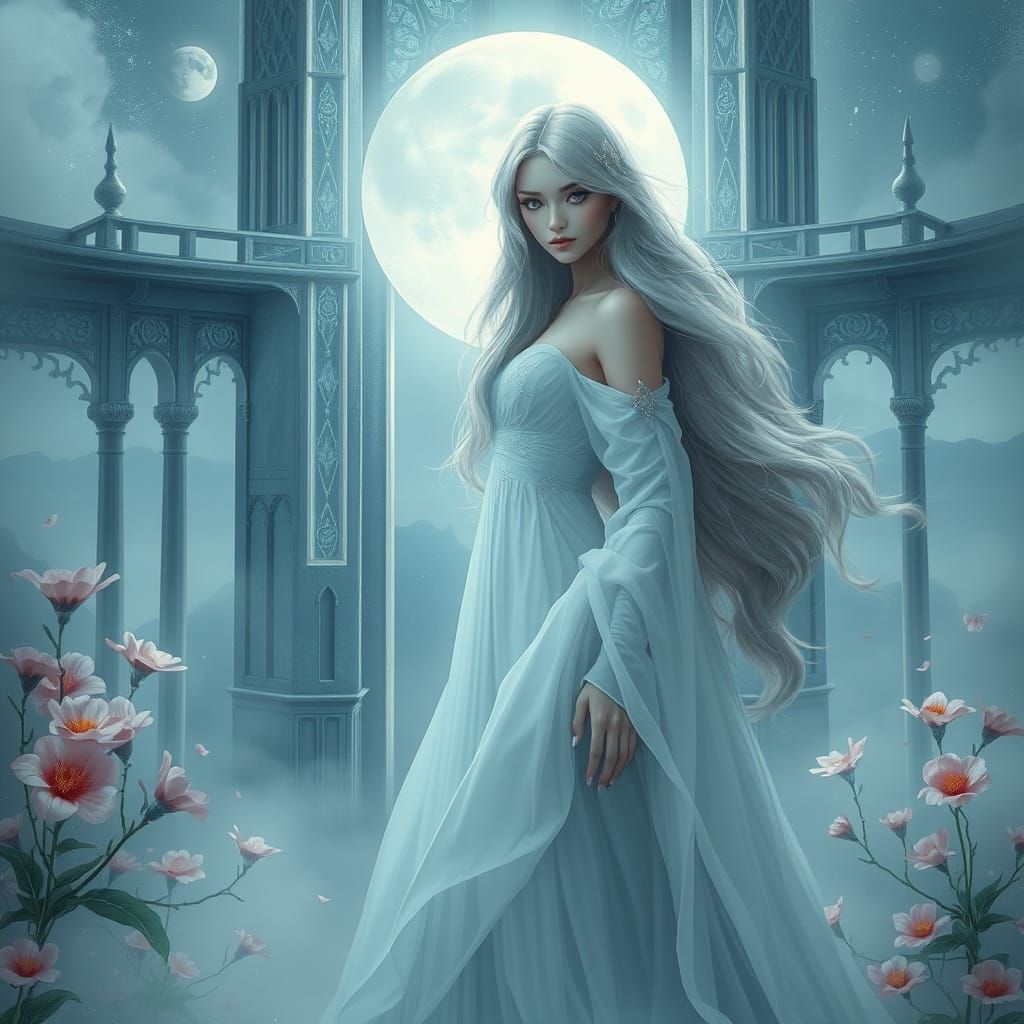 Ethereal Enchantress in a Crystal Tower