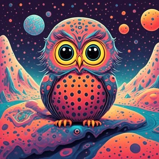 Cute Alien Owl on Jupiter-like Planet