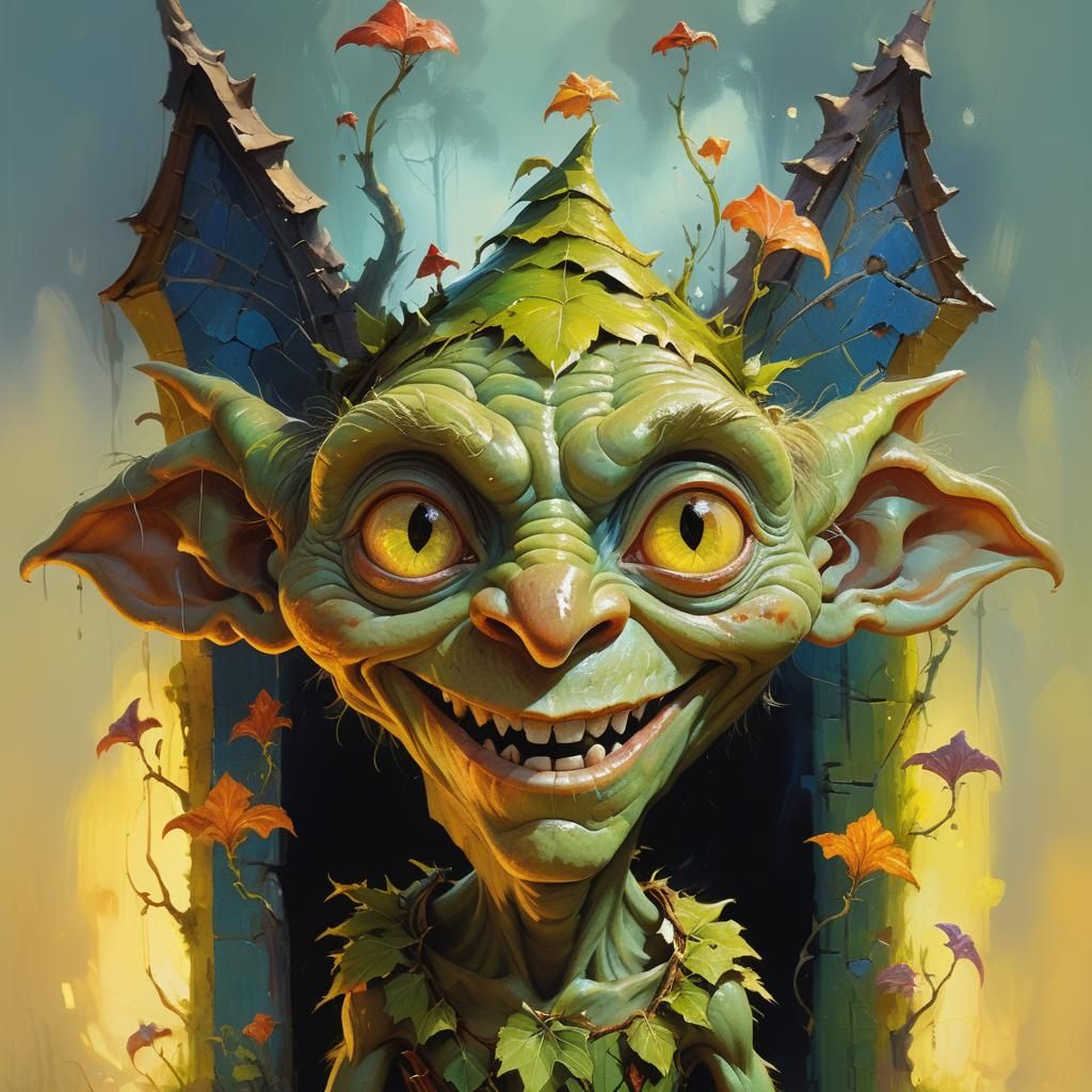 Enchanting Goblin Portrait in Impressionist Style