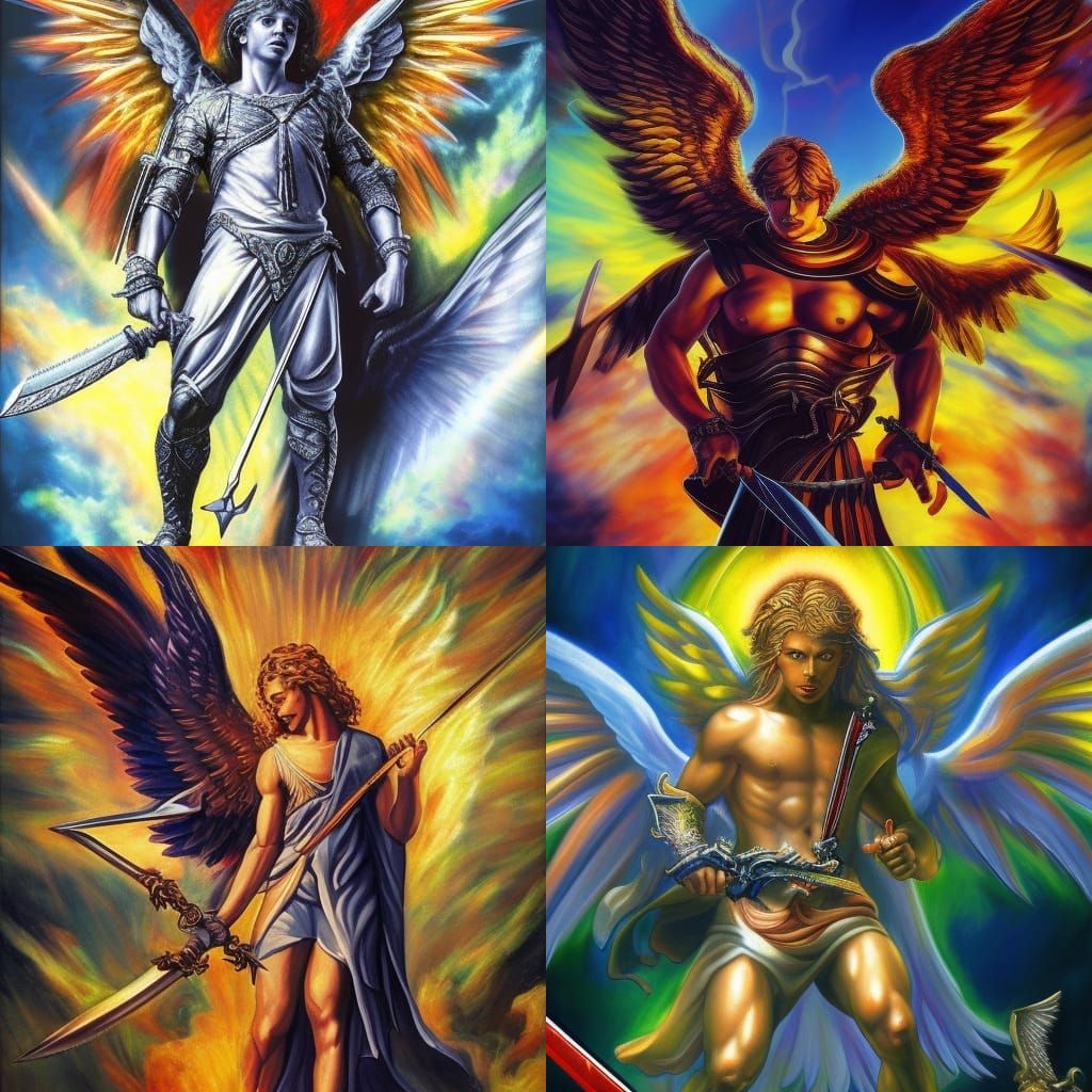 Archangel Michael's Victory in Heaven: Hyperrealistic Art