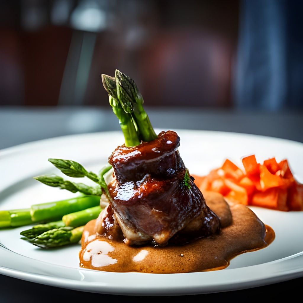 Exquisite Lamb Shank Dish in Modern Restaurant