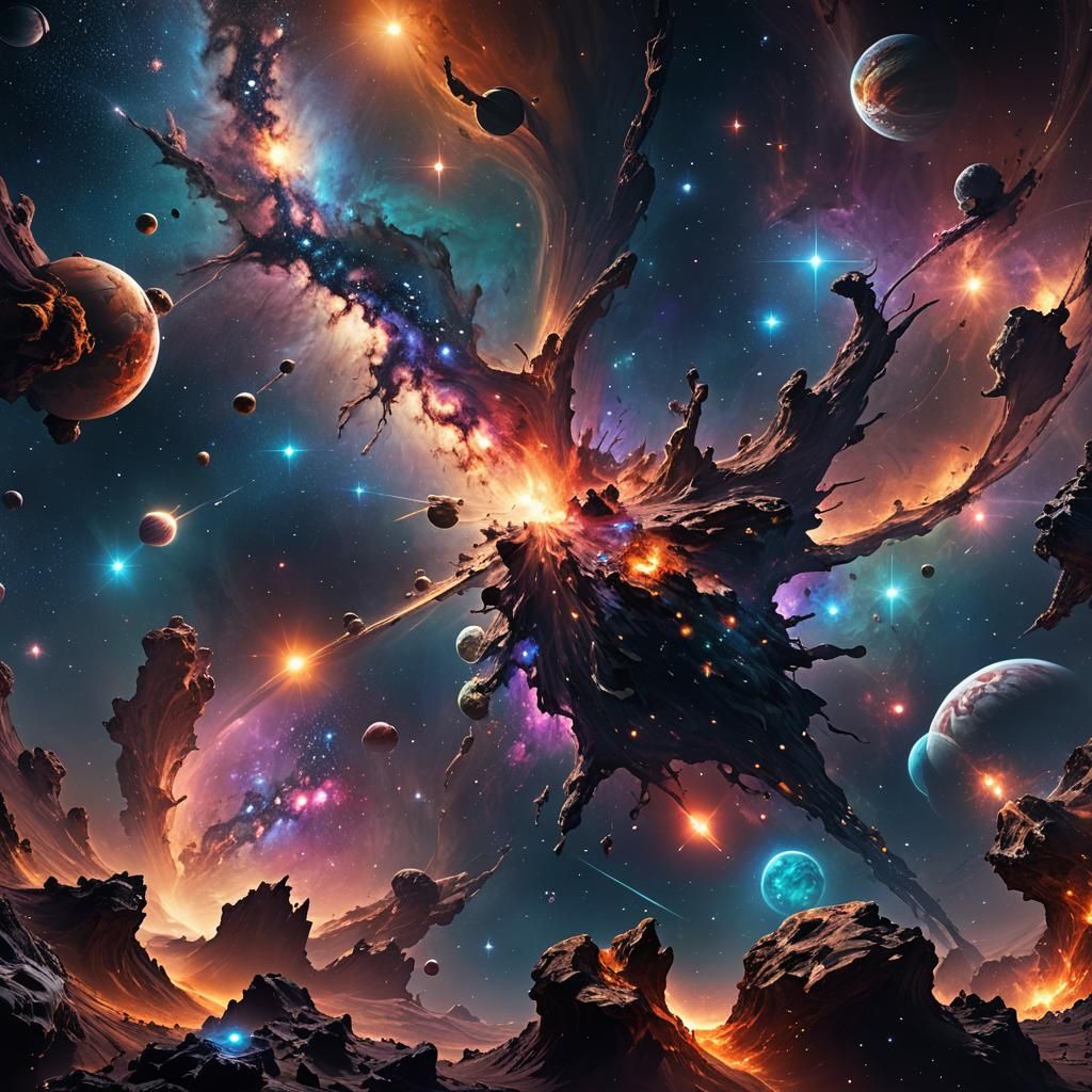 Vibrant Galaxy Cosmic Landscape Concept Art
