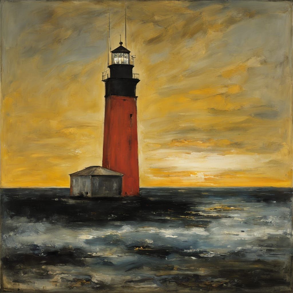Lighthouse Keeper's Secret in Abstract Expressionist Style