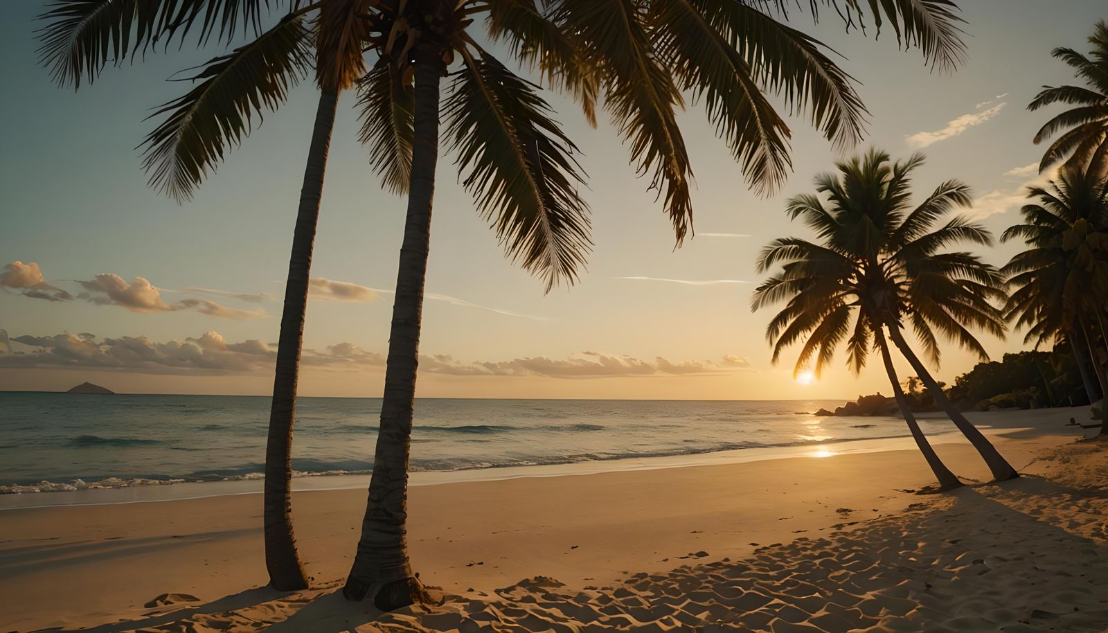 Serene Beach Sunset: Ethereal Digital Artwork