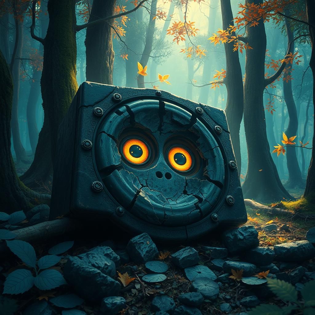 Mystical Forest Speaker with Glowing Eyes, Ghibli Style