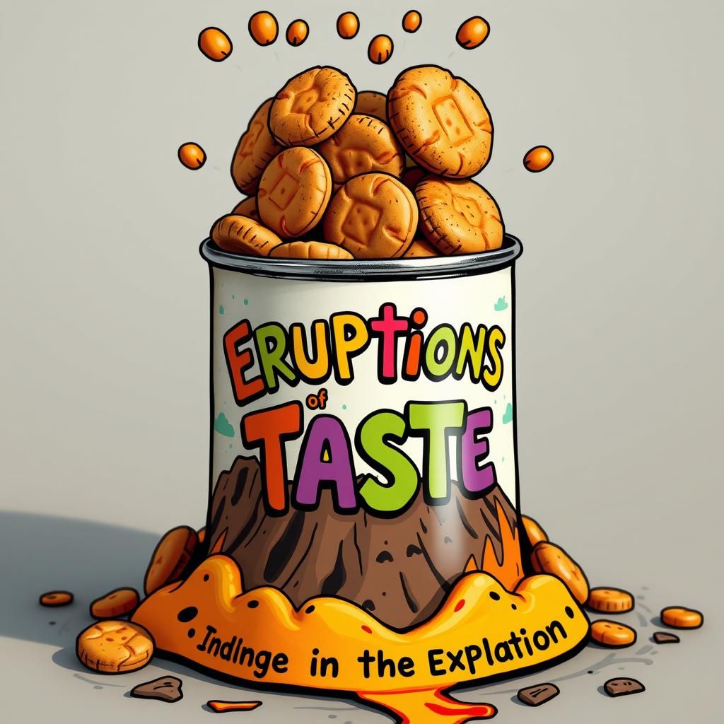 Erupting Volcano Cookie Can, Pop Art Illustration