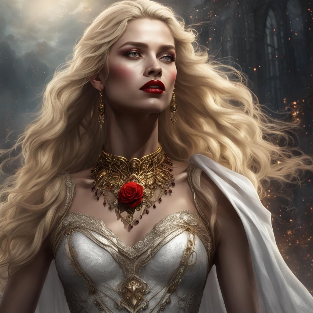 Goddess with Flowing Hair in Detailed Matte Painting