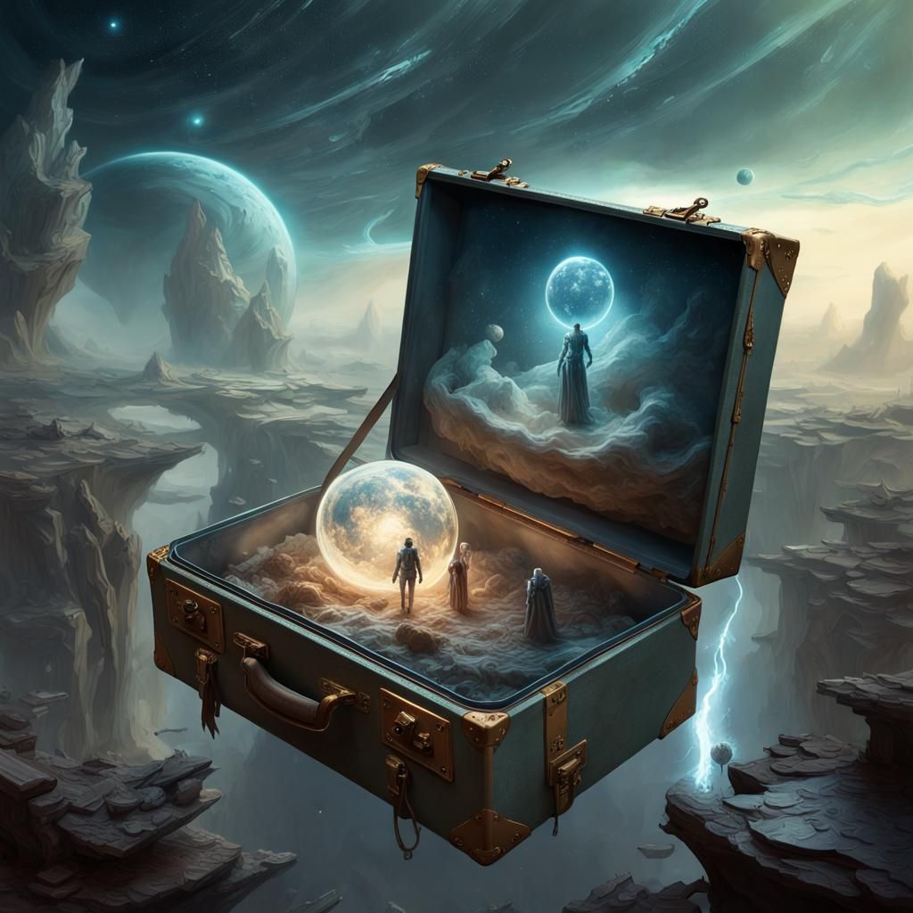 Miniature Sci-Fi World in a Suitcase: Digital Art