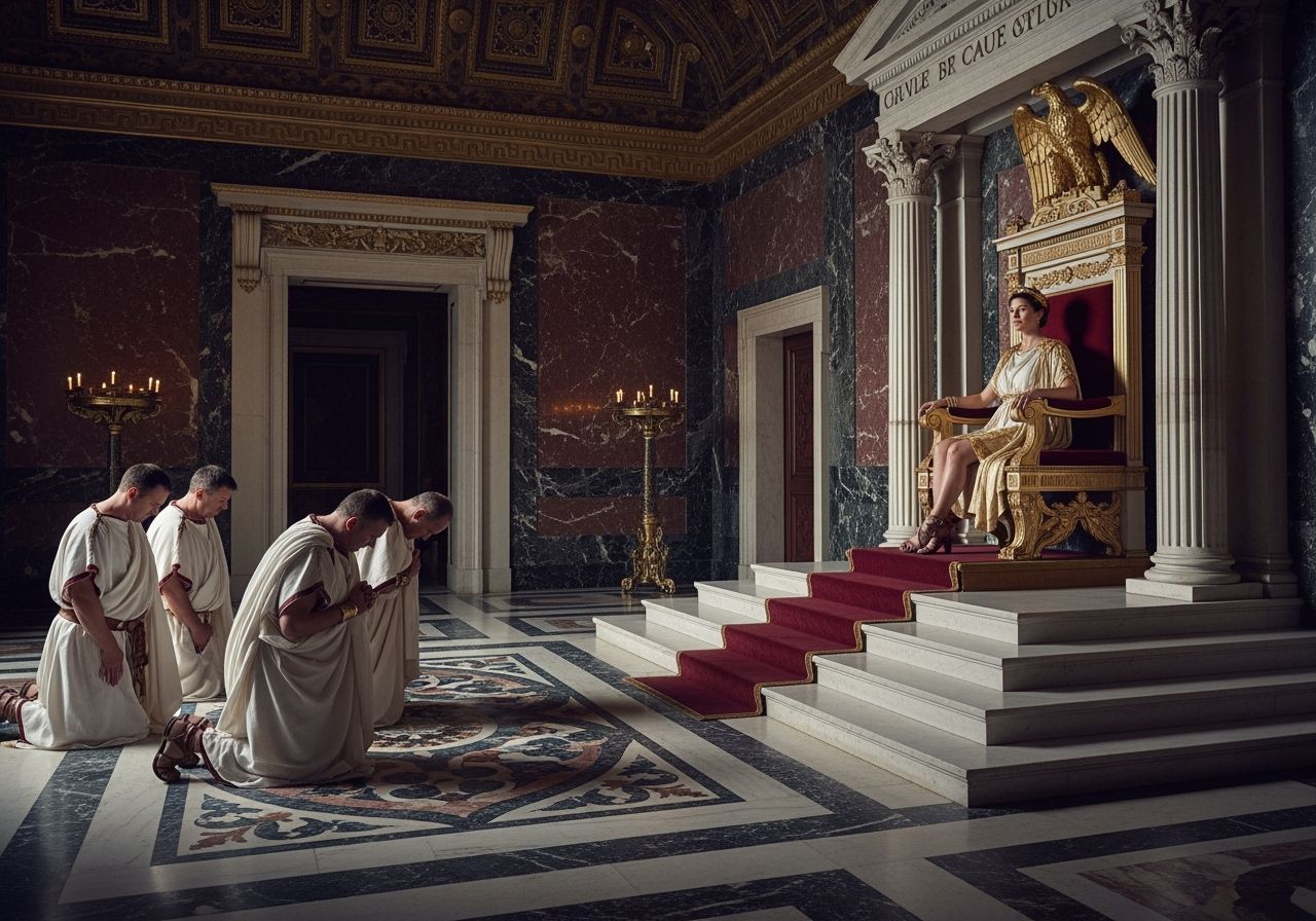 Empress Messalina on a Throne in Ancient Rome Palace