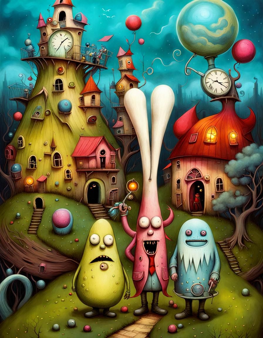 Whimsical Illustration in Lowbrow Art Style