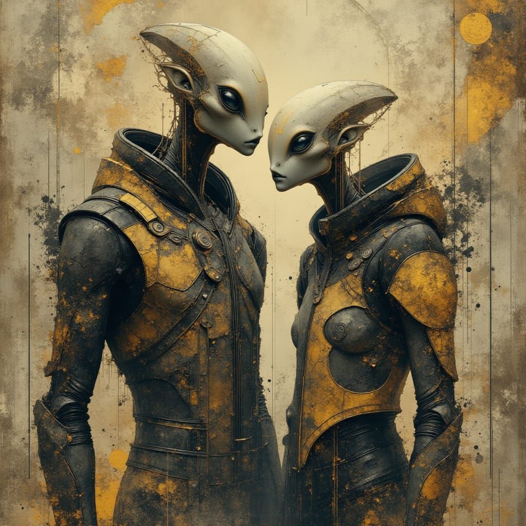 Alien Couple Concept Art with Dynamic Lighting
