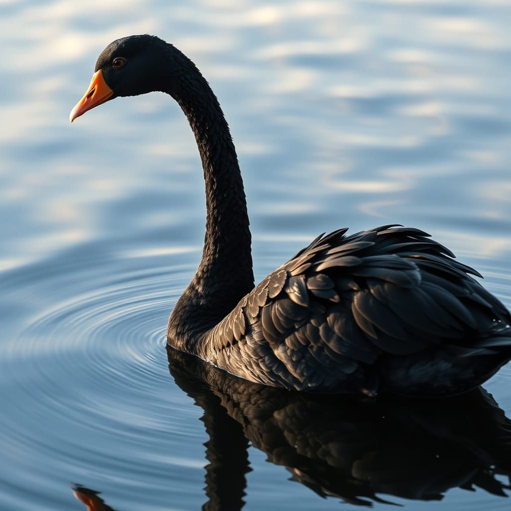 Hypnotic Black Swan Reflection at Twilight